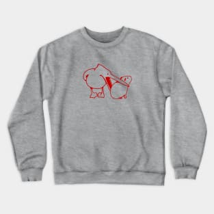 Minimalist art of a funny event with Pelican and Capybara in red ink Crewneck Sweatshirt